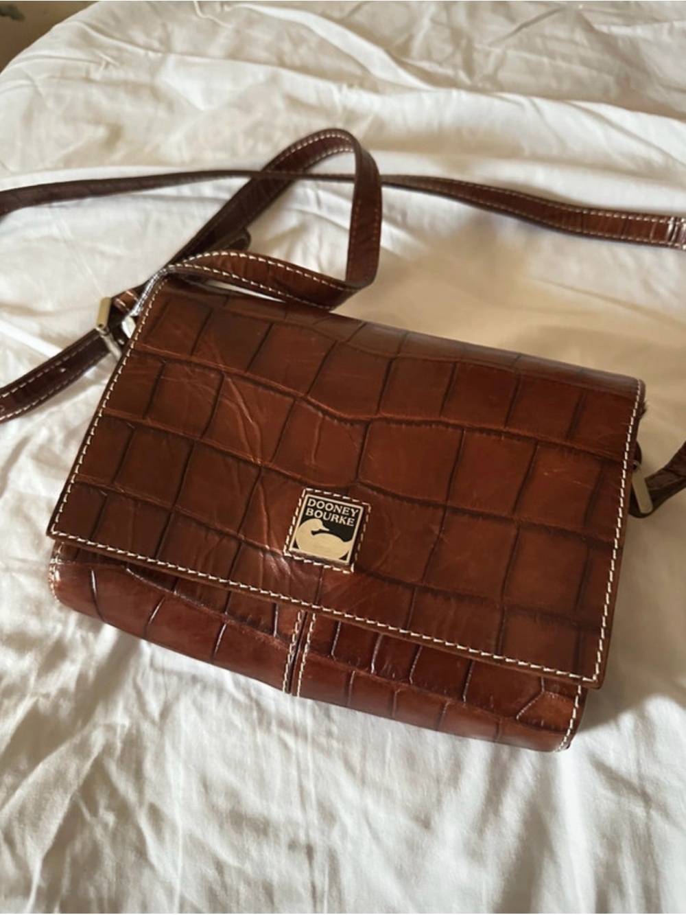 Dooney & Bourke Brown Croc-Embossed Leather Crossbody bag